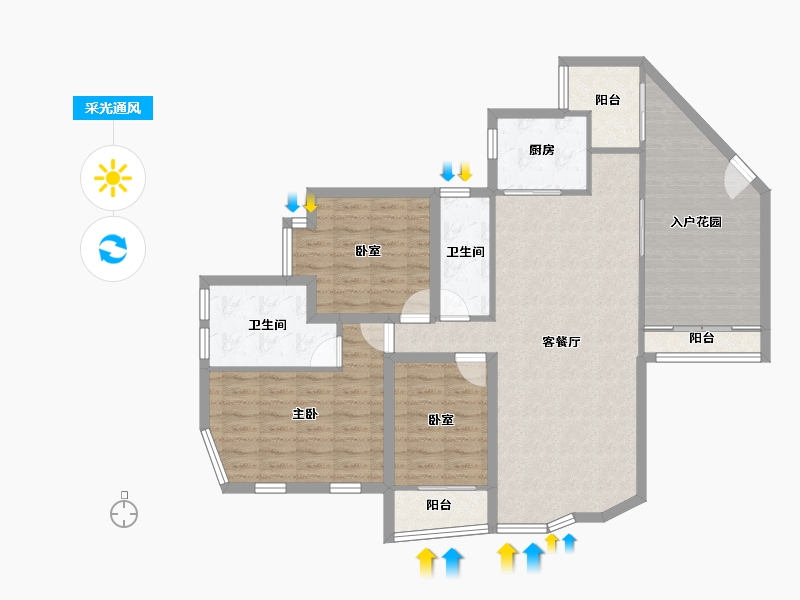 广东省-深圳市-十五峯花园-106.24-户型库-采光通风