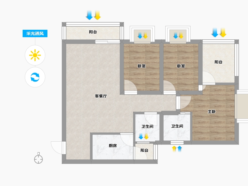 广东省-深圳市-康佳苑-64.43-户型库-采光通风