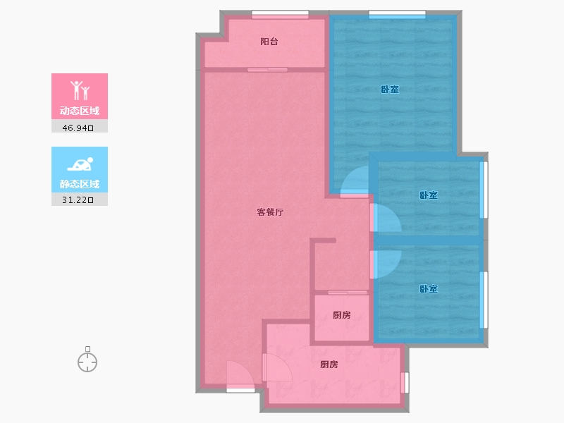 广东省-深圳市-宏发世纪城二期-69.23-户型库-动静分区