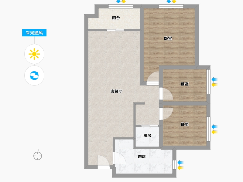 广东省-深圳市-宏发世纪城二期-69.23-户型库-采光通风