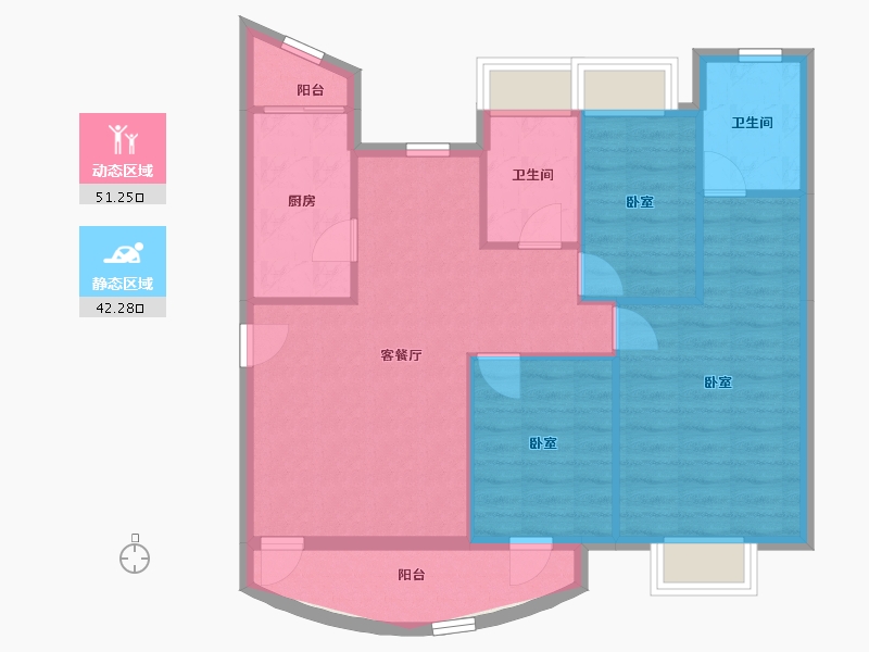 广东省-深圳市-阳光带海滨城(二期)-85.27-户型库-动静分区