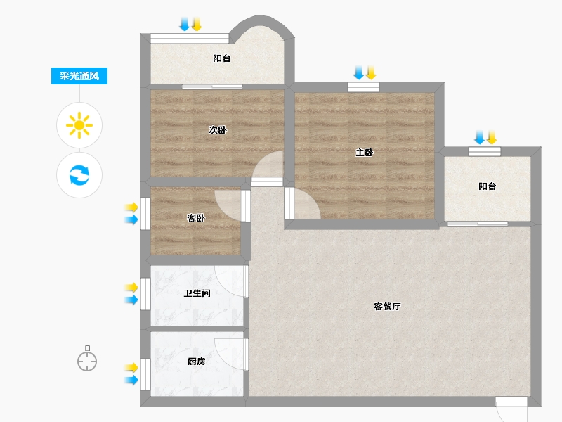 广东省-深圳市-东方海雅居-68.19-户型库-采光通风