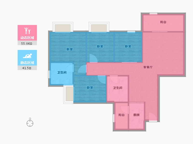 广东省-深圳市-鸿荣源禧园-87.27-户型库-动静分区