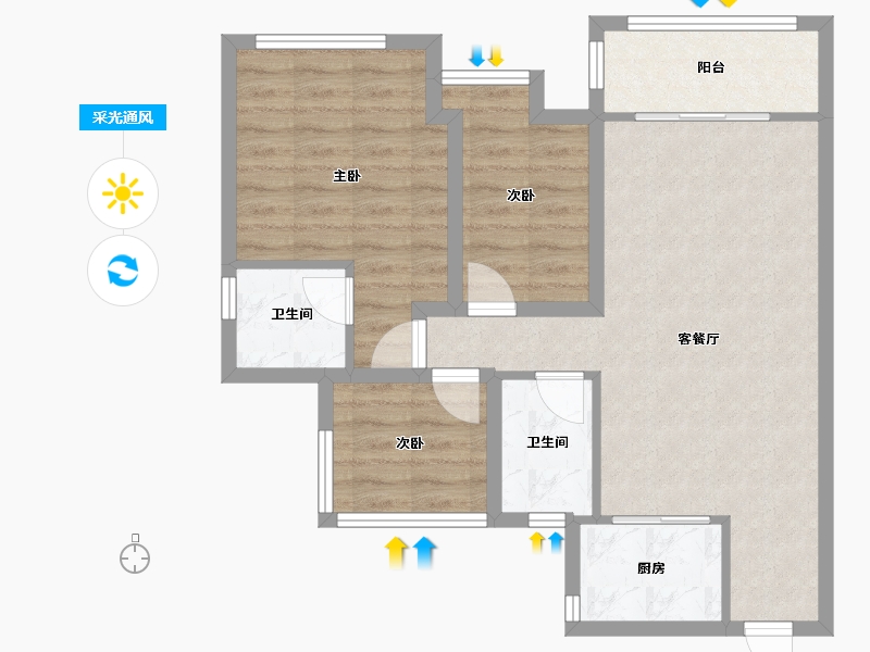 广东省-深圳市-华侨城四海云亭-72.06-户型库-采光通风