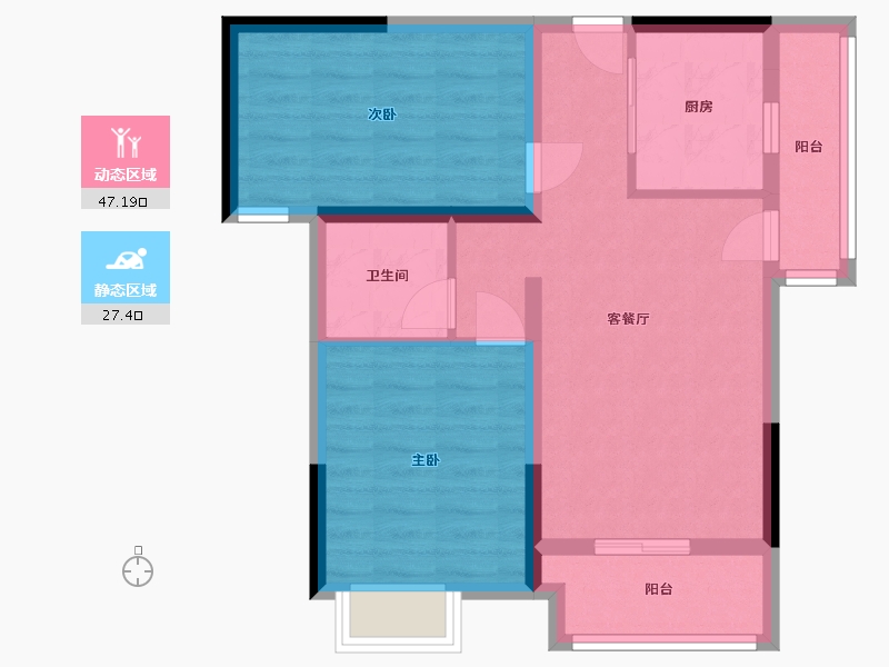 湖北省-孝感市-星河天街-60.34-户型库-动静分区