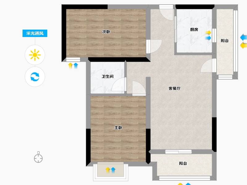 湖北省-孝感市-星河天街-60.34-户型库-采光通风