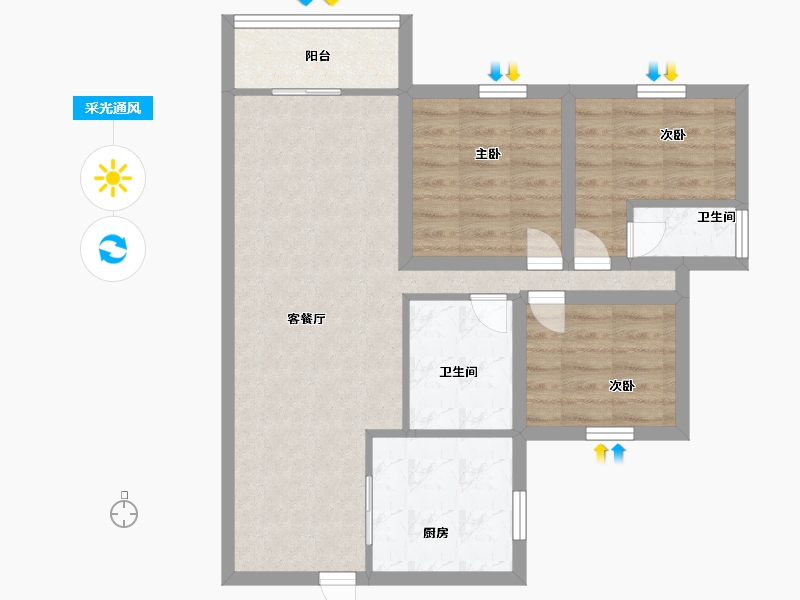 广东省-深圳市-兴华路2号(星航华府)-68.99-户型库-采光通风