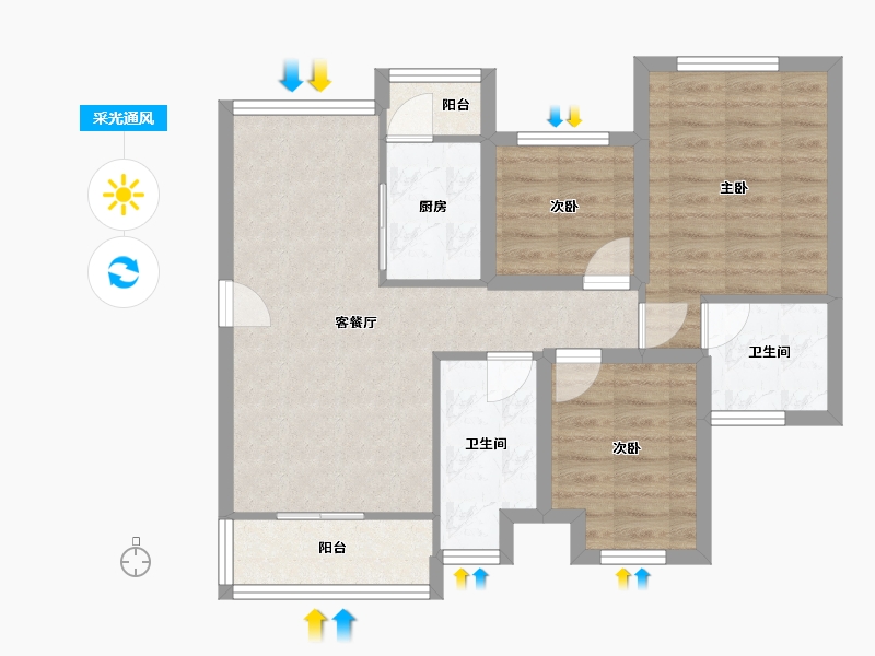 广东省-深圳市-香莎公馆-70.08-户型库-采光通风