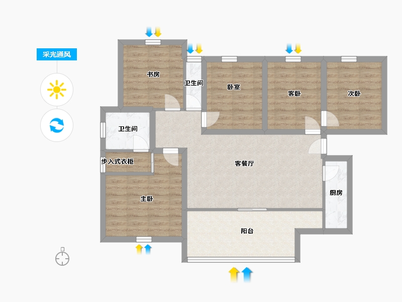 广东省-深圳市-棕榈堡花园-89.59-户型库-采光通风