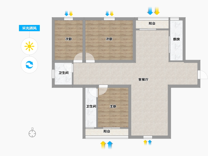 广东省-深圳市-新龙岗花园-94.09-户型库-采光通风