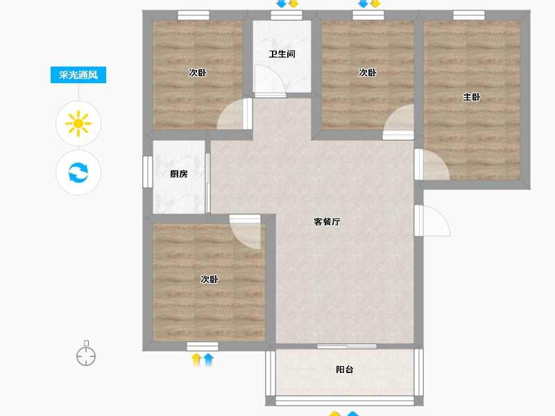 广东省-深圳市-双龙花园-64.06-户型库-采光通风