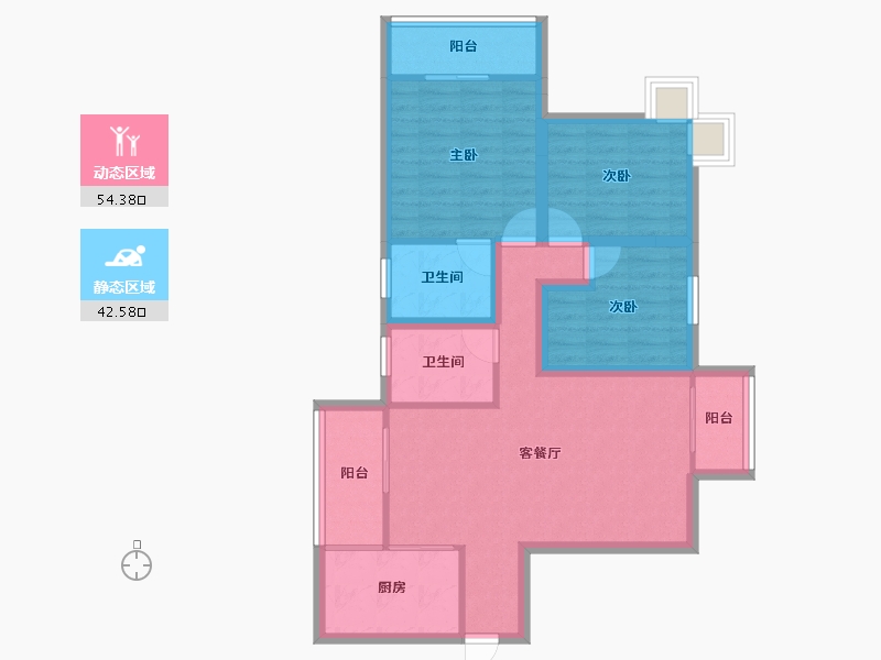 广东省-深圳市-金泓凯旋城-85.97-户型库-动静分区