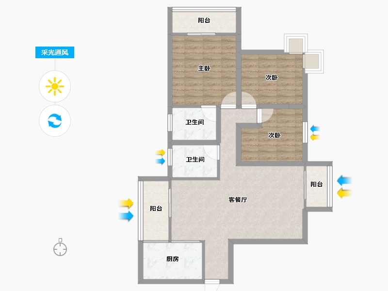 广东省-深圳市-金泓凯旋城-85.97-户型库-采光通风