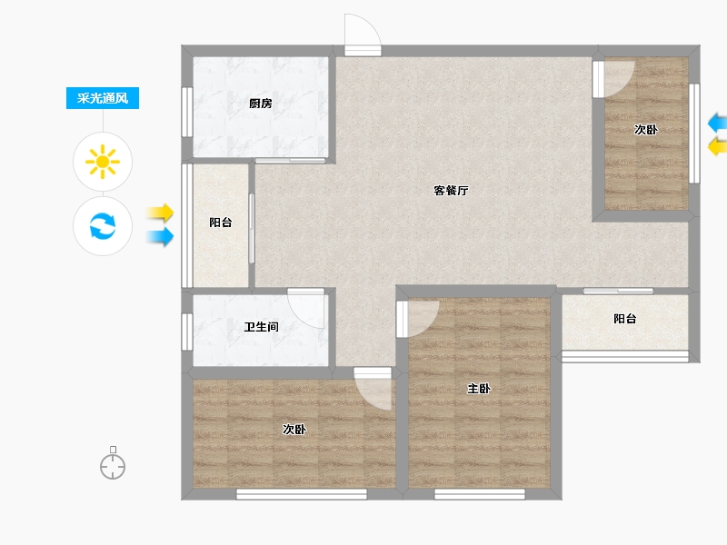 广东省-深圳市-中海怡瑞山居-84.68-户型库-采光通风