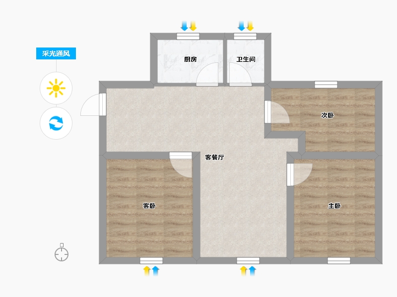 广东省-深圳市-双龙花园-59.08-户型库-采光通风