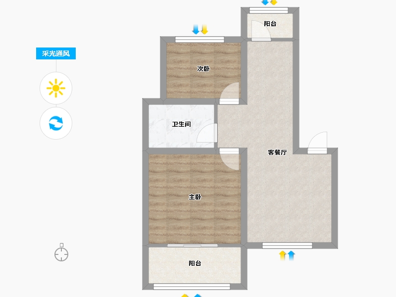 广东省-深圳市-中海怡瑞山居-57.31-户型库-采光通风