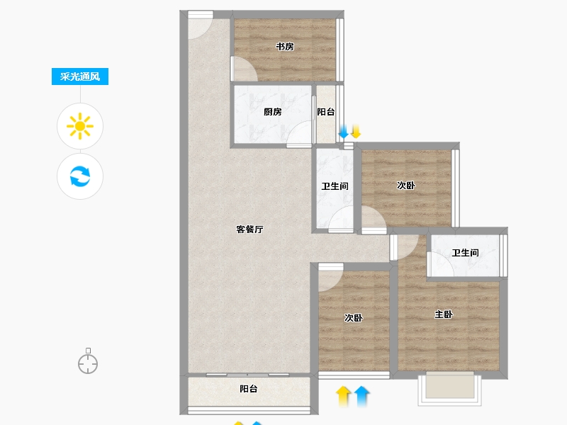 广东省-深圳市-万科翰邻城-81.37-户型库-采光通风