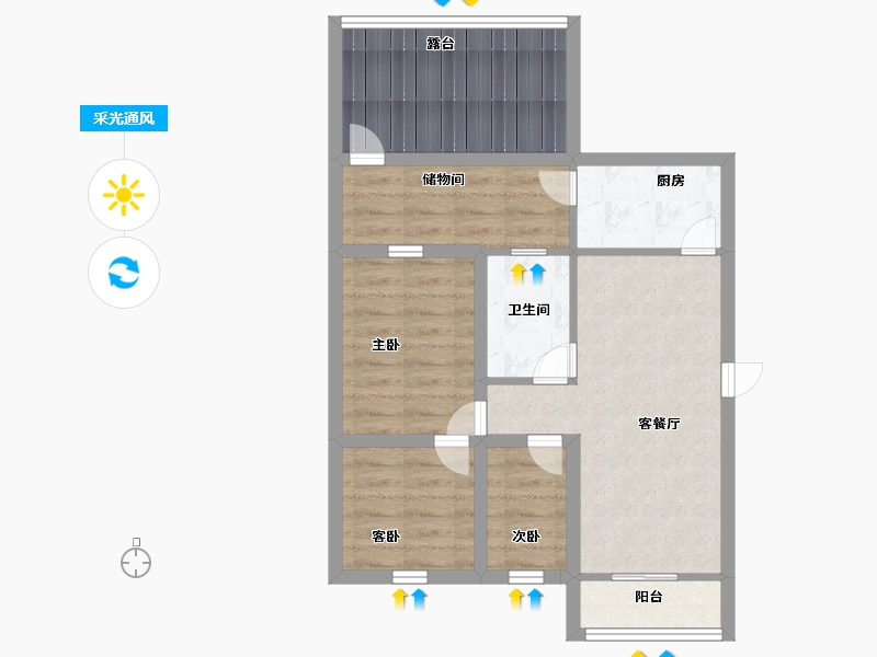 广东省-深圳市-嘉华花园西区-66.39-户型库-采光通风