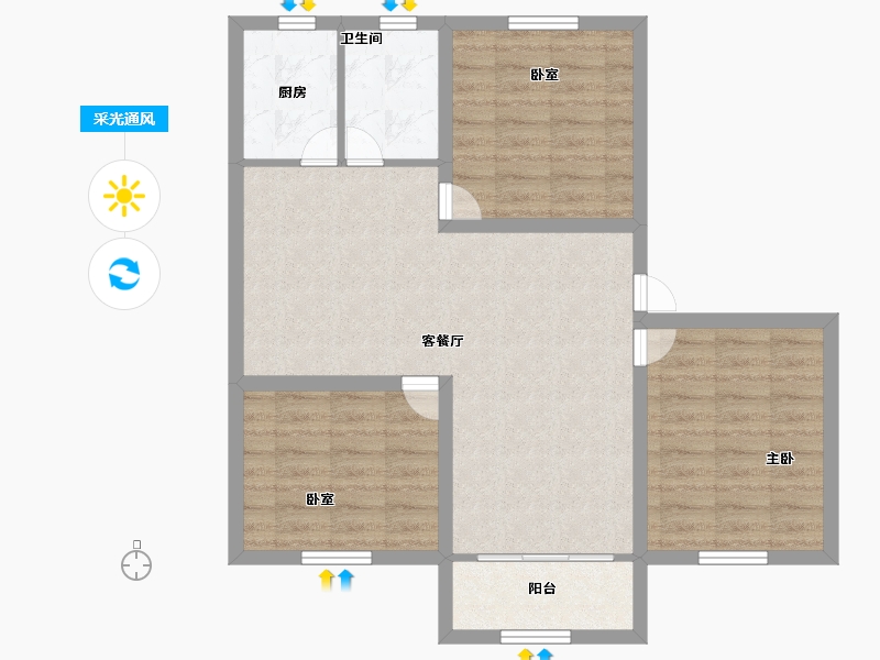 广东省-深圳市-双龙花园-77.11-户型库-采光通风