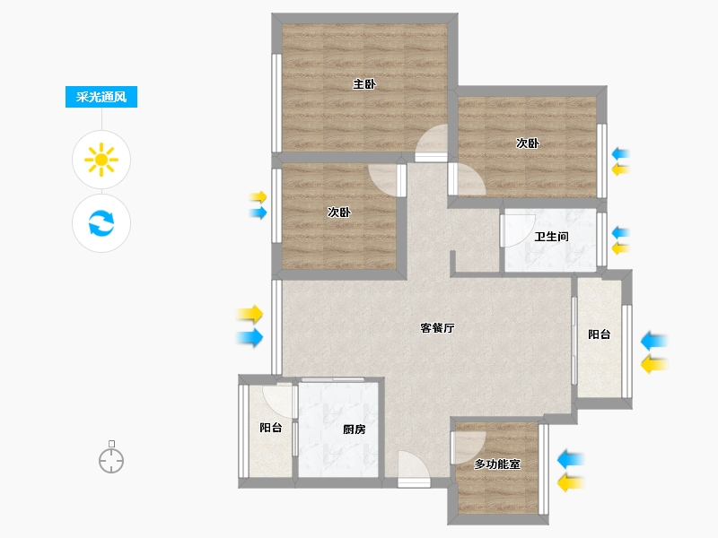 广东省-深圳市-宏发世纪城二期-74.21-户型库-采光通风