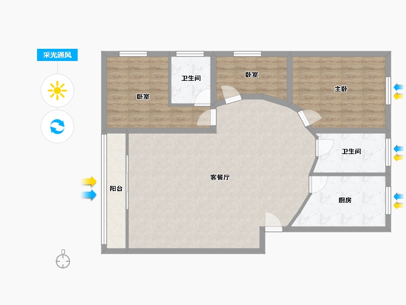 广东省-深圳市-鹏达花园-100.76-户型库-采光通风