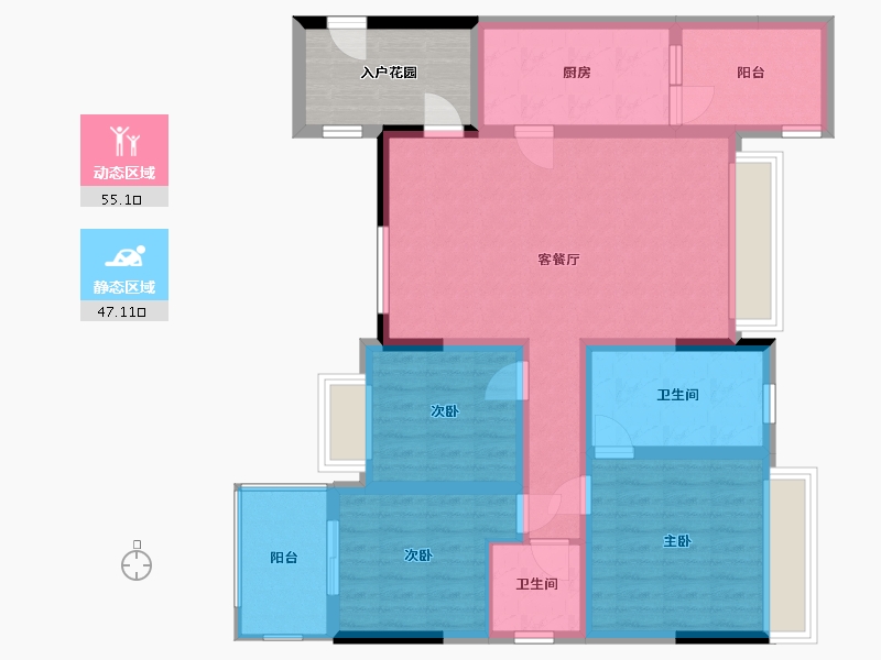 四川省-南充市-大合华府-75.81-户型库-动静分区