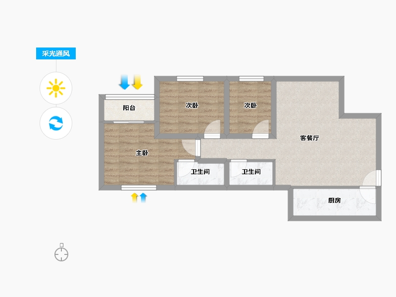 广东省-深圳市-臣田新苑-63.40-户型库-采光通风