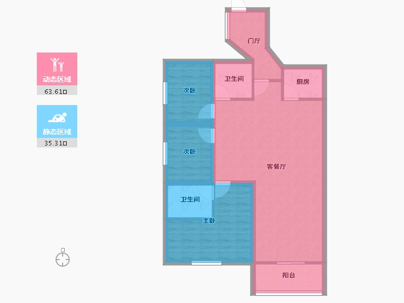 广东省-深圳市-汇龙湾花园-88.52-户型库-动静分区