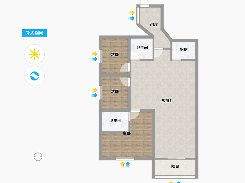 广东省-深圳市-汇龙湾花园-88.52-户型库-采光通风