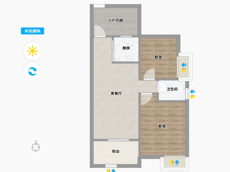 广东省-深圳市-棕榈堡花园-56.42-户型库-采光通风