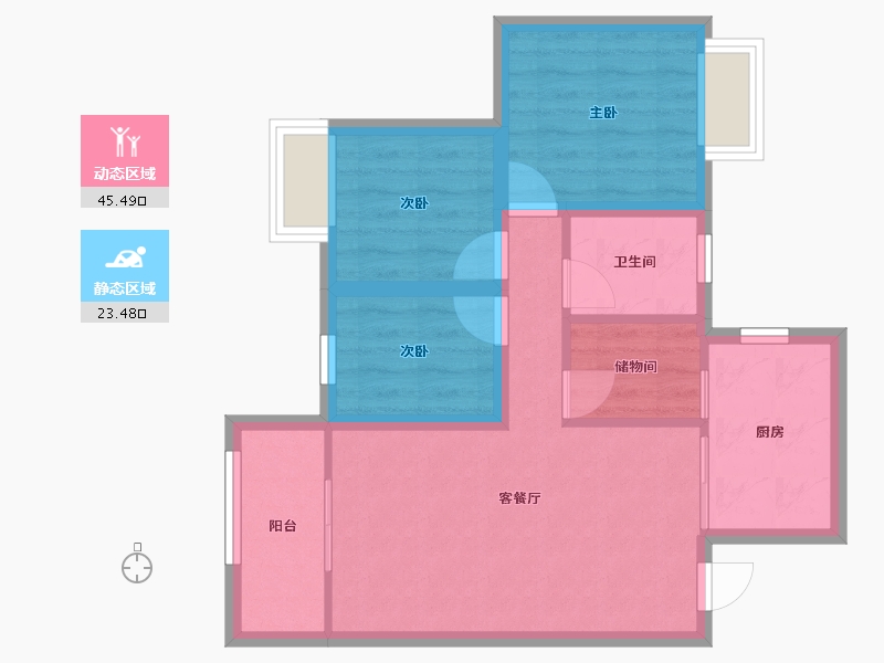 广东省-深圳市-泰华锦绣城-60.82-户型库-动静分区