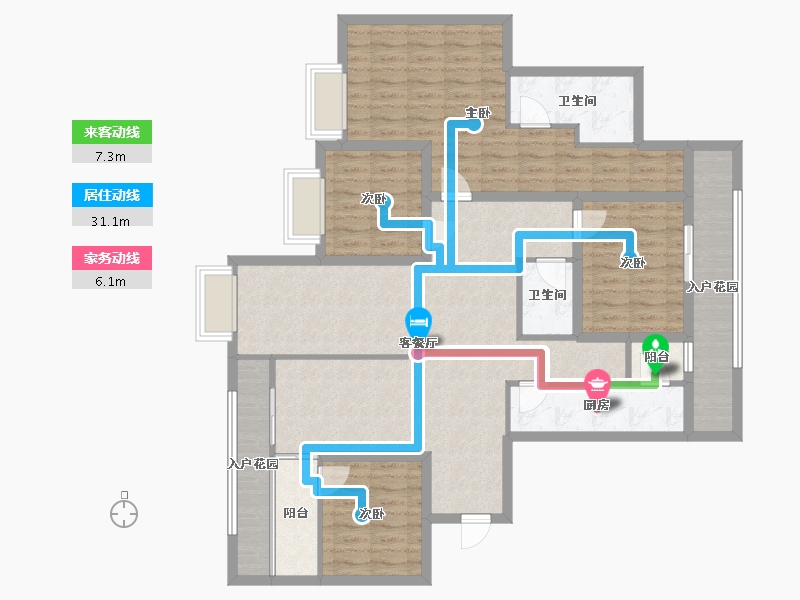 黑龙江省-鹤岗市-澳城花园(南区)-123.92-户型库-动静线