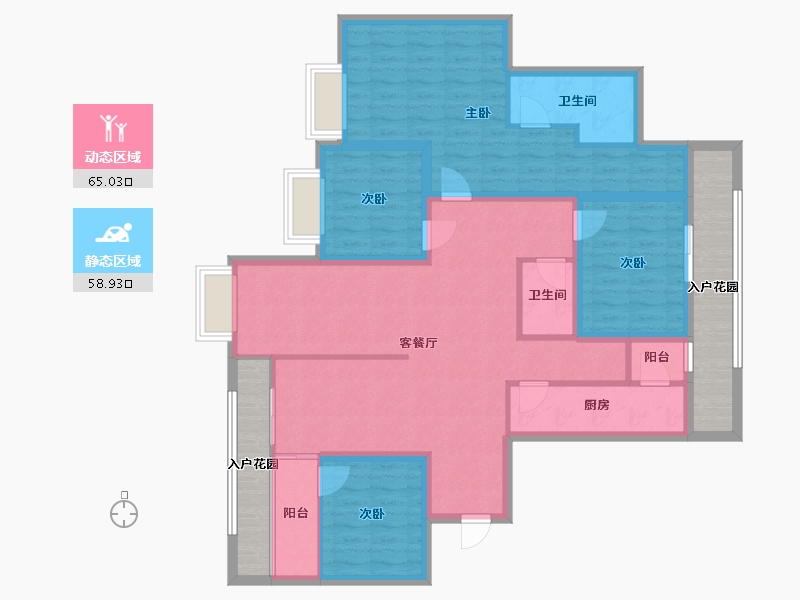 黑龙江省-鹤岗市-澳城花园(南区)-123.92-户型库-动静分区