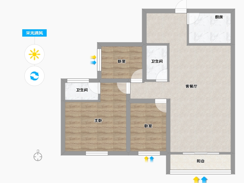 广东省-深圳市-横岗花半里-66.75-户型库-采光通风