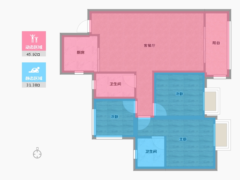 广东省-深圳市-华侨城四海云亭-68.50-户型库-动静分区