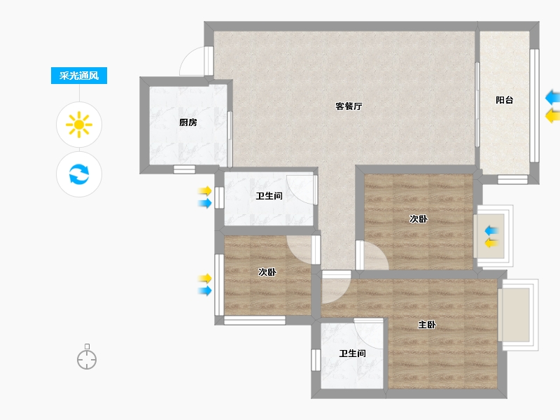 广东省-深圳市-华侨城四海云亭-68.50-户型库-采光通风