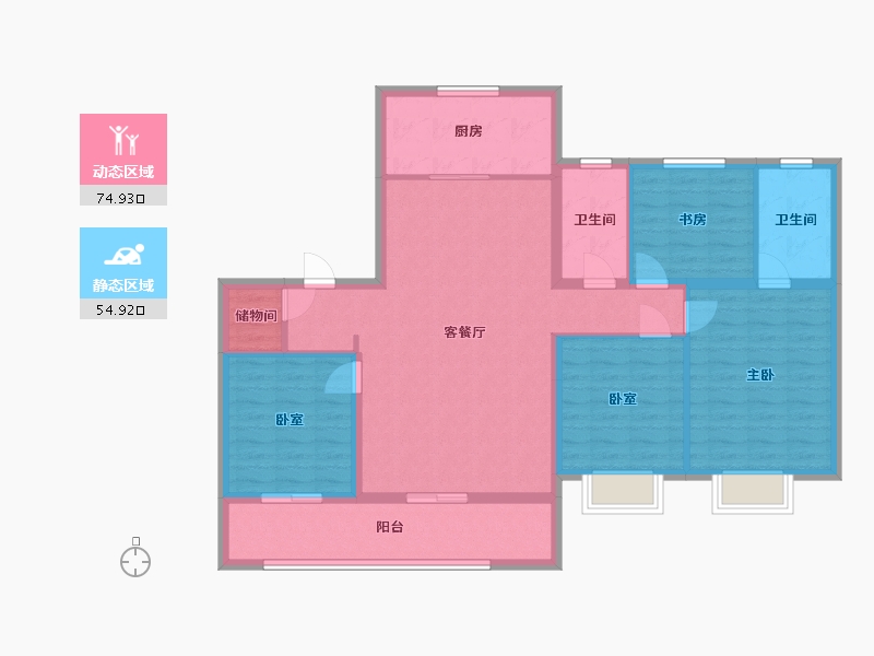 浙江省-杭州市-杭房揽翠-116.80-户型库-动静分区