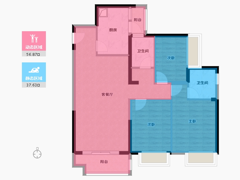 广东省-潮州市-中梁壹号院-88.00-户型库-动静分区