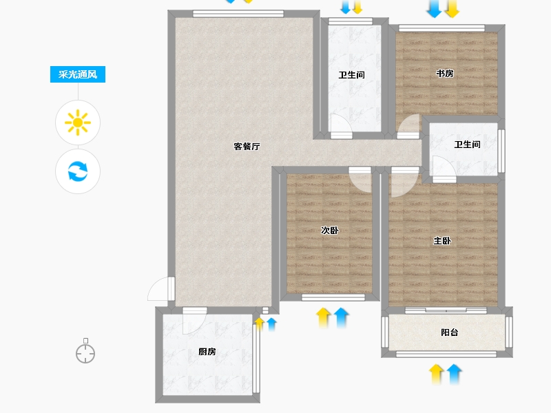 湖南省-长沙市-铭园小区-118.70-户型库-采光通风