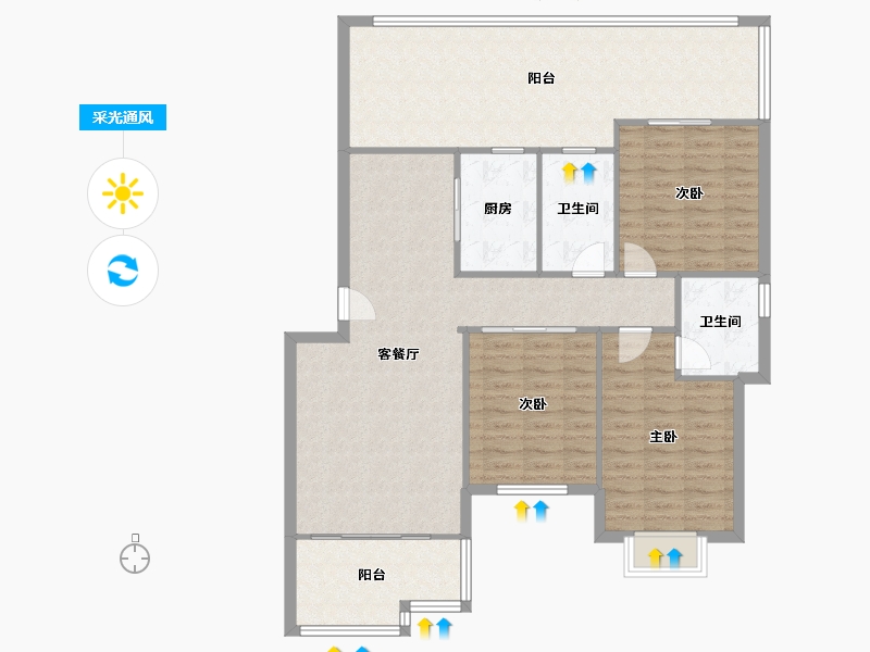 浙江省-杭州市-爵士风情-听风苑-110.00-户型库-采光通风