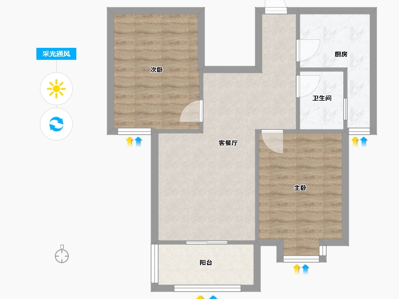 陕西省-宝鸡市-豪城天下-d区-89.63-户型库-采光通风