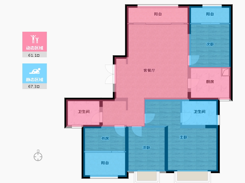 福建省-厦门市-海沧中心TOD璞瑞-114.40-户型库-动静分区