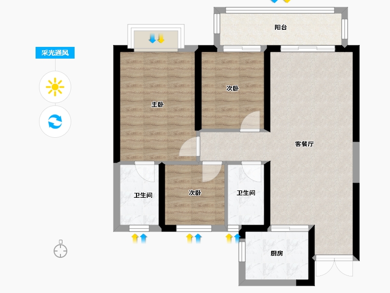 湖北省-武汉市-中建大公馆-87.00-户型库-采光通风