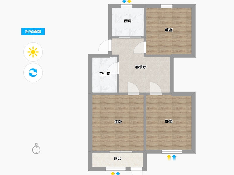 上海-上海市-真光新村第九小区-54.40-户型库-采光通风