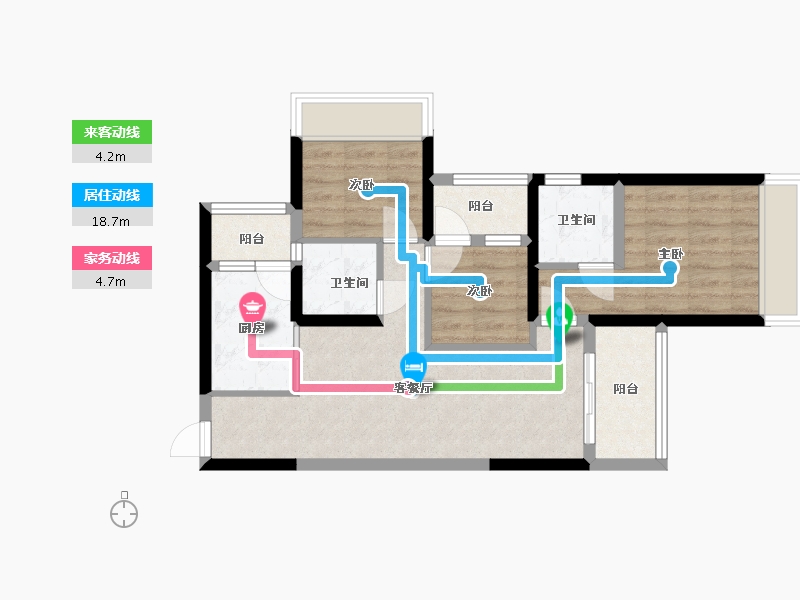 海南省-海口市-鸿荣源·壹成中心璞誉府-75.39-户型库-动静线