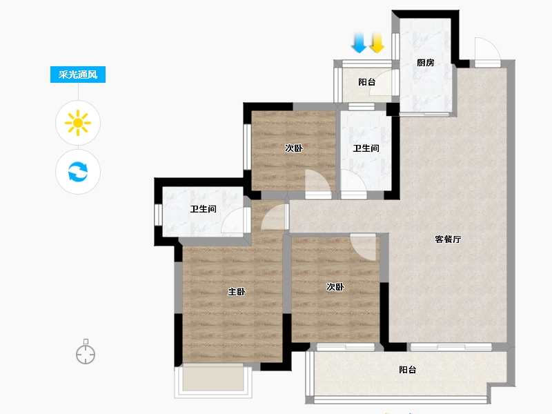 四川省-泸州市-世茂璀璨里程-85.10-户型库-采光通风