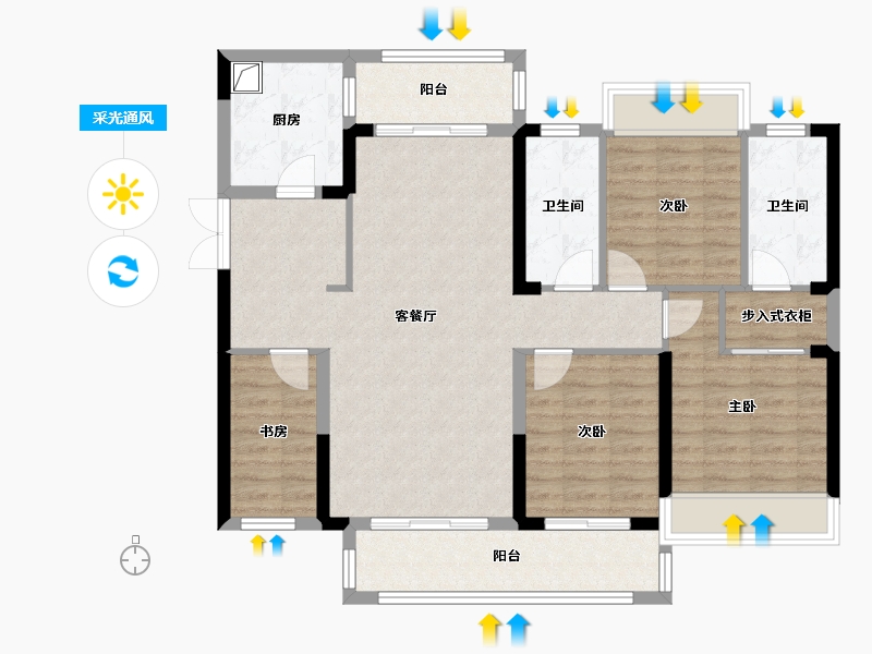 广东省-佛山市-朝安金茂悦-108.48-户型库-采光通风