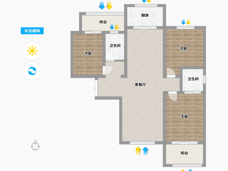 陕西省-西安市-兴隆园-111.20-户型库-采光通风