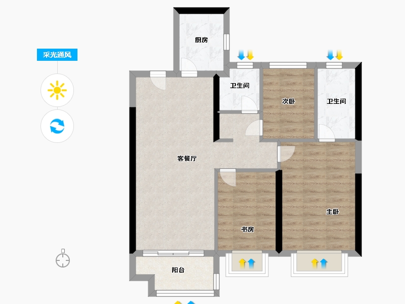 江西省-九江市-保利天汇-79.20-户型库-采光通风