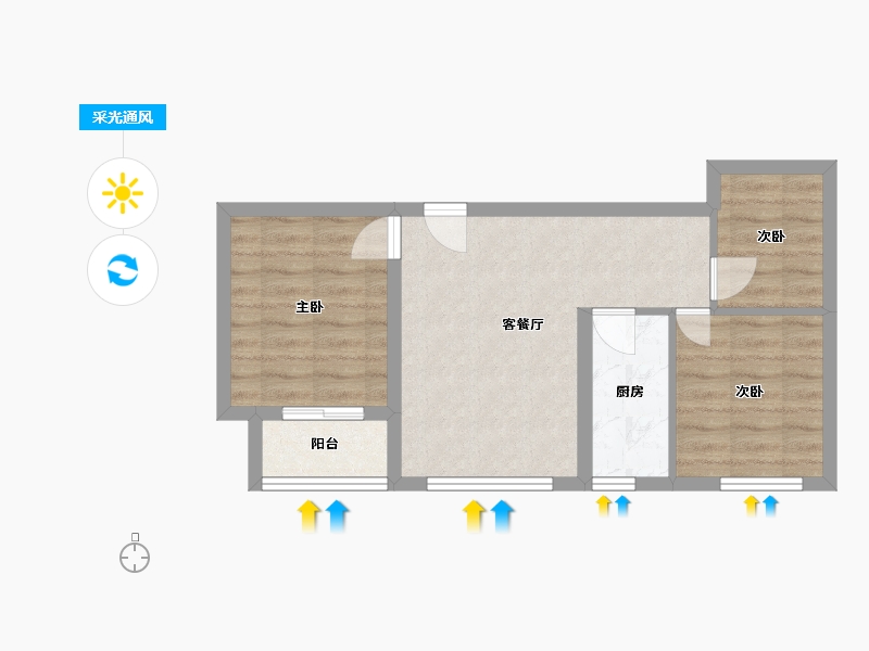 河北省-唐山市-融创唐庭壹号-60.00-户型库-采光通风